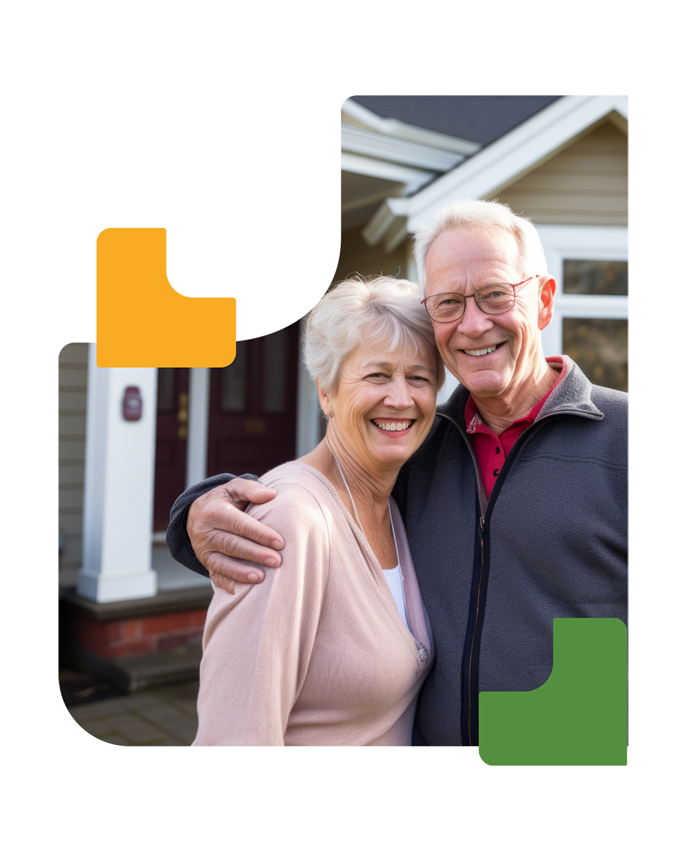 Old couple in front of house