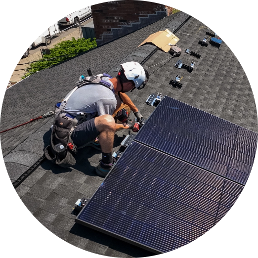 Solar panel installation on roof