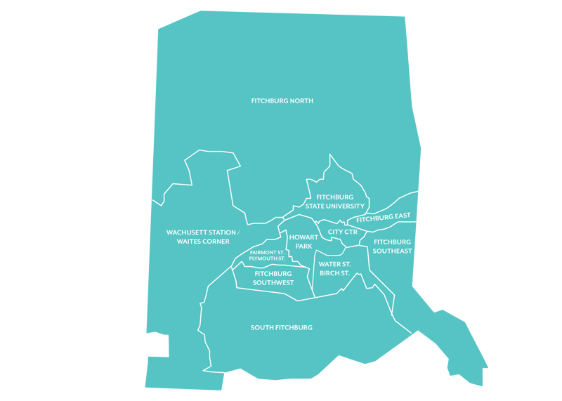 Map of Fitchburg, MA