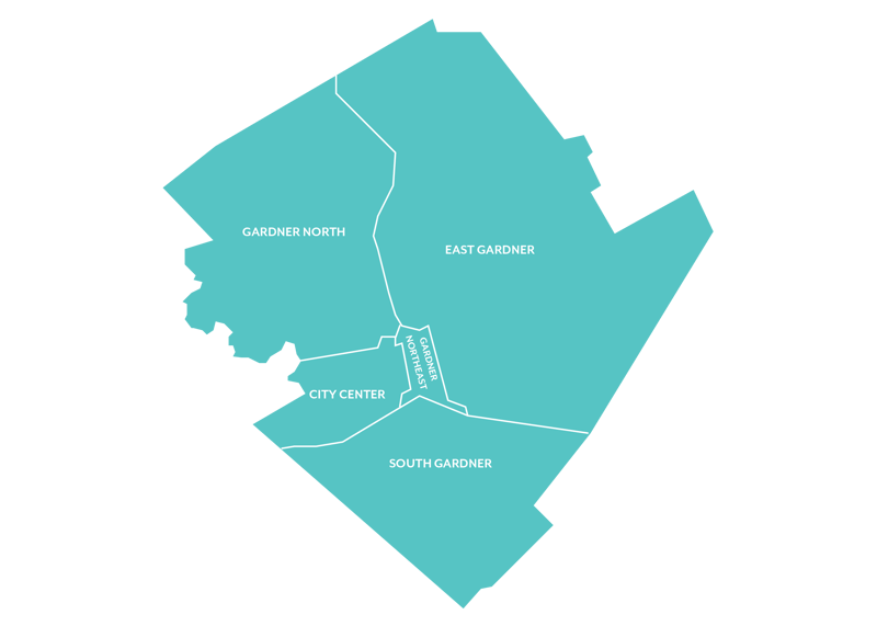 Map of Gardner, MA