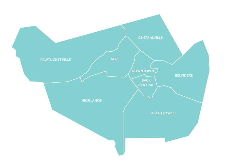 Map of Lowell, MA