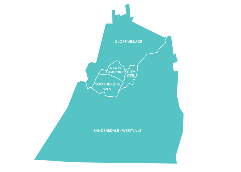 Map of Southbridge, MA